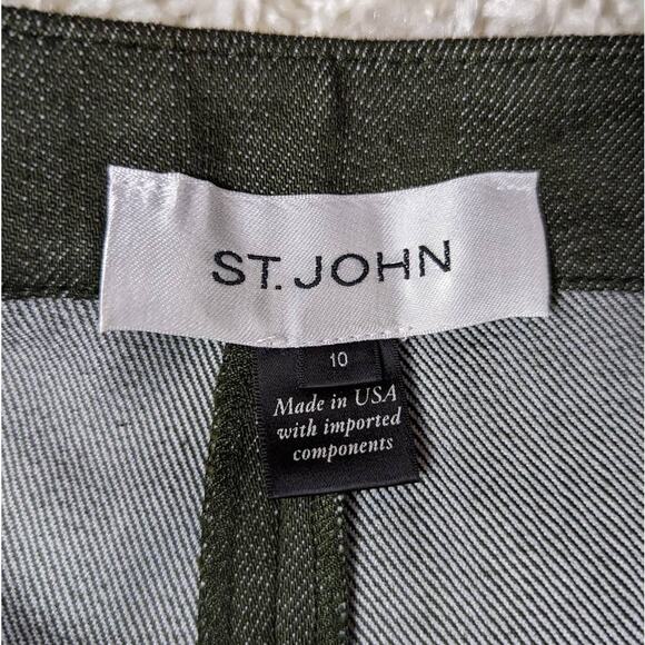 St. John Denim Cropped Jeans Pants Green Size 10 - Picture 4 of 13